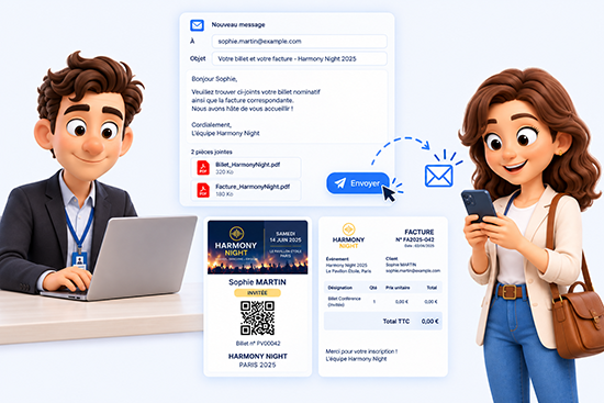 Envoi automatique du billet au participant après son inscription
